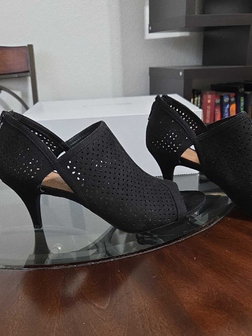 Style & Co. Black Perforated Peep-Toe Heels - Picture 6 of 9